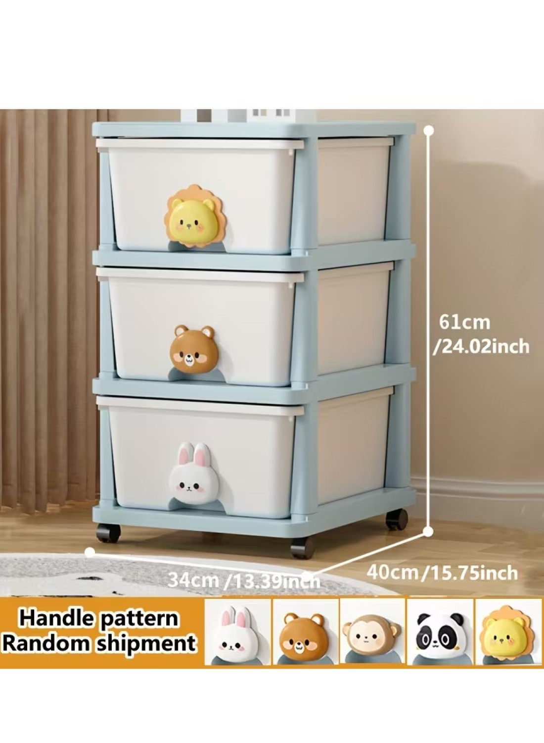 Cozy Nest 3-Layer Children's Toy Plastic Rolling Drawer Clothes Storage Box Organizer With Wheels For Office Kitchen Container Bathroom Living or Playroom Study