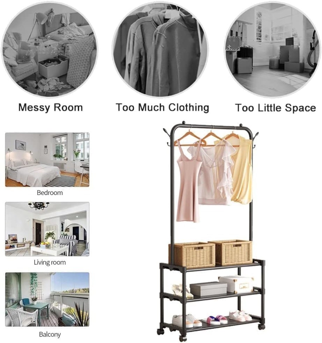 Cloth Hanging Rack 3 Tier Design Shelf Multipurpose Stand Rack