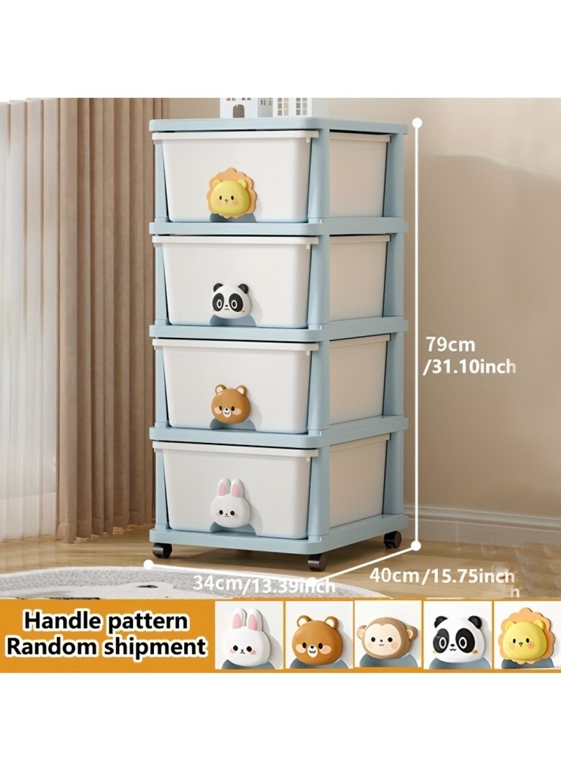 Cozy Nest 4-Layer Children's Toy Plastic Rolling Drawer Clothes Storage Box Organizer With Wheels For Office Kitchen Container Bathroom Living or Playroom Study