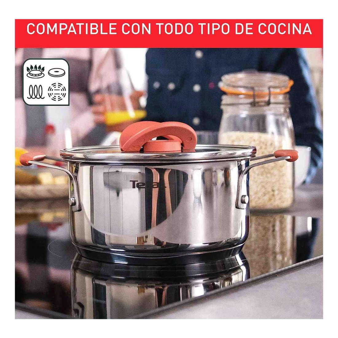 Tefal Optispace Stainless Steel Cooking Set 6 PCS