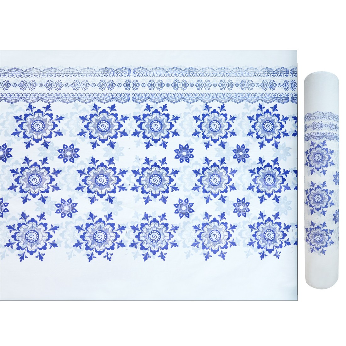 10KG Disposable Sofra Roll, Beautiful Sofra Table Sheet Rolls - Blue Flower