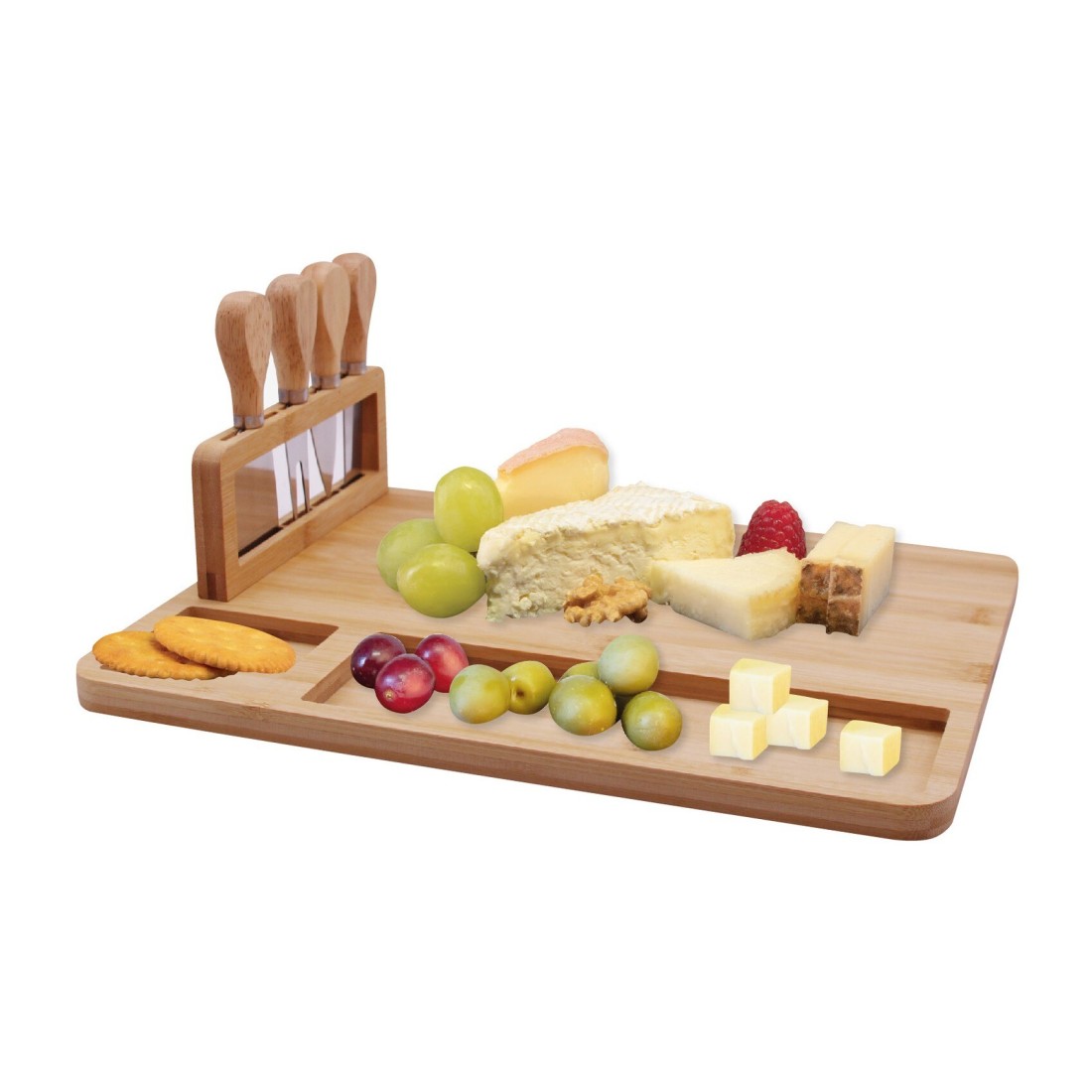 Bamboo Serving Board with Cheese Knives 4 PCS