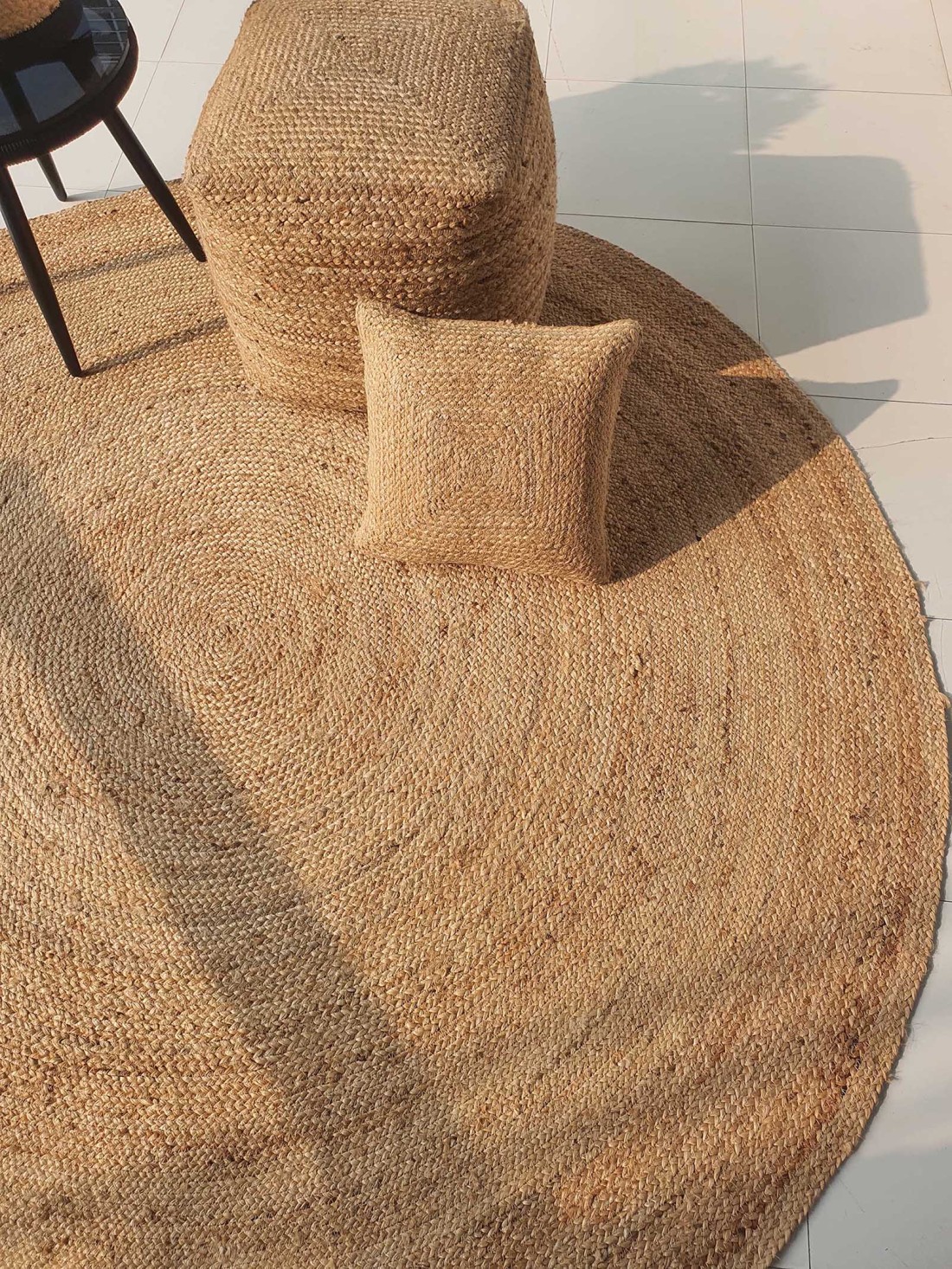 Handmade Natural Color 200 CM Braided Round Jute Rug - BR 016