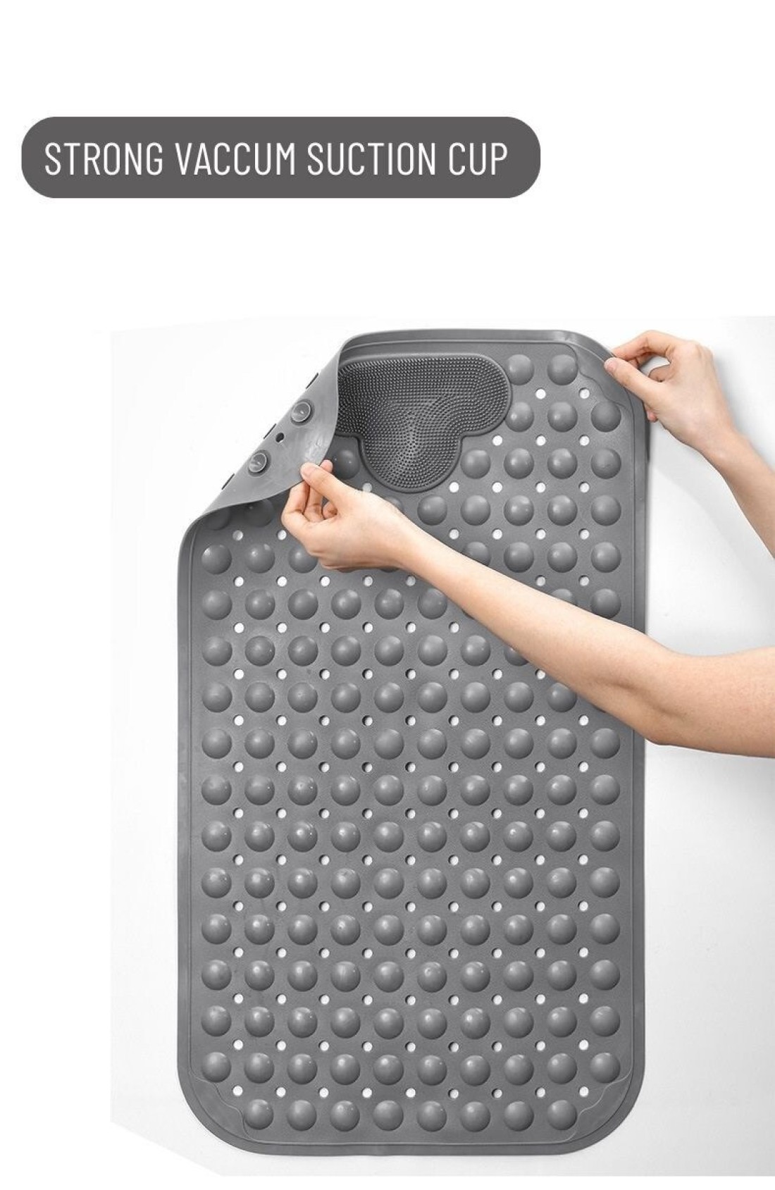 Anti-Slip Massage Bathroom Bath Tub Mats with Suction Cup and Drain Hole Quick Drying Shower Floor Mat (40×70CM)