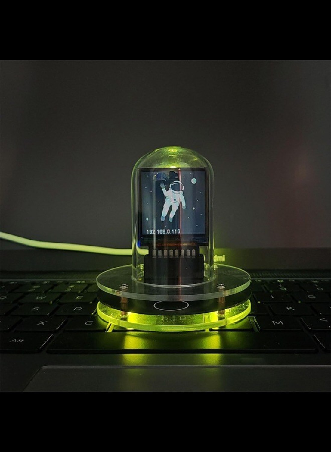 Smart 1.54&quot; IPS Display Clock: WiFi, RGB, Weather Updates - 4 Modes, High-Res Album, Customizable Colors &amp; GIFS, Auto Night Mode, Easy Weather Access