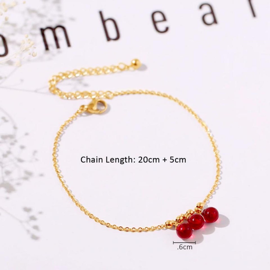 Aiwanto Beautiful Anklet for Ladies Ankle Chain Gold With Red Pearl Bracelet