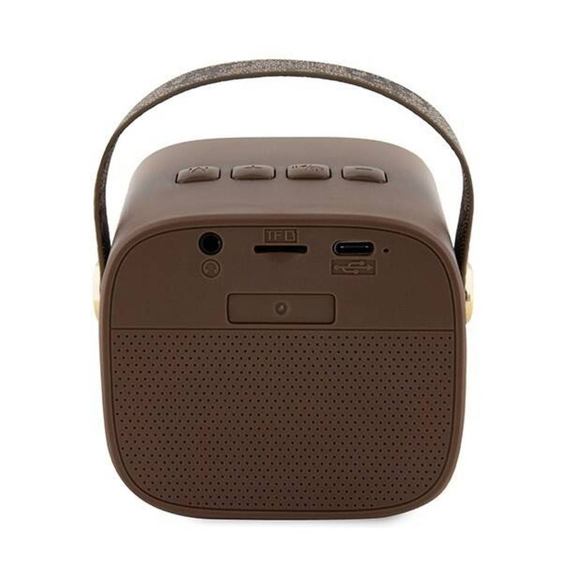 CG Mobile Guess Wireless Speaker with Handle, PU Leather, Bluetooth V5.3, 1200mAh Battery, Studio Quality Sound, AUX, TWS, TF Card, 4H Playtime, 112&plusmn;3 dB Sensitivity - Brown
