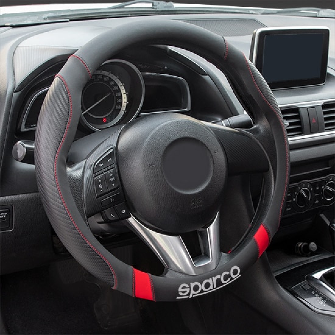 Sparco Steering Wheel Cover 38*8.2CM,Red Stripes