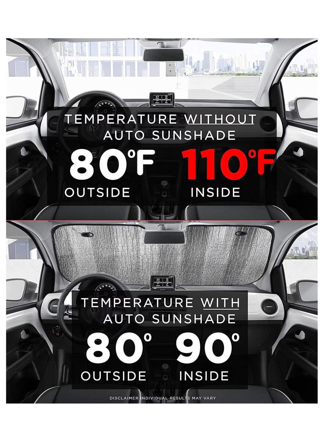 Front Windshield Sun Shade – 5-Layer UV Reflector Folding Sunshade Visor, 55 x 29 Inches Accordion Auto Sun Shield for Cars, SUVs