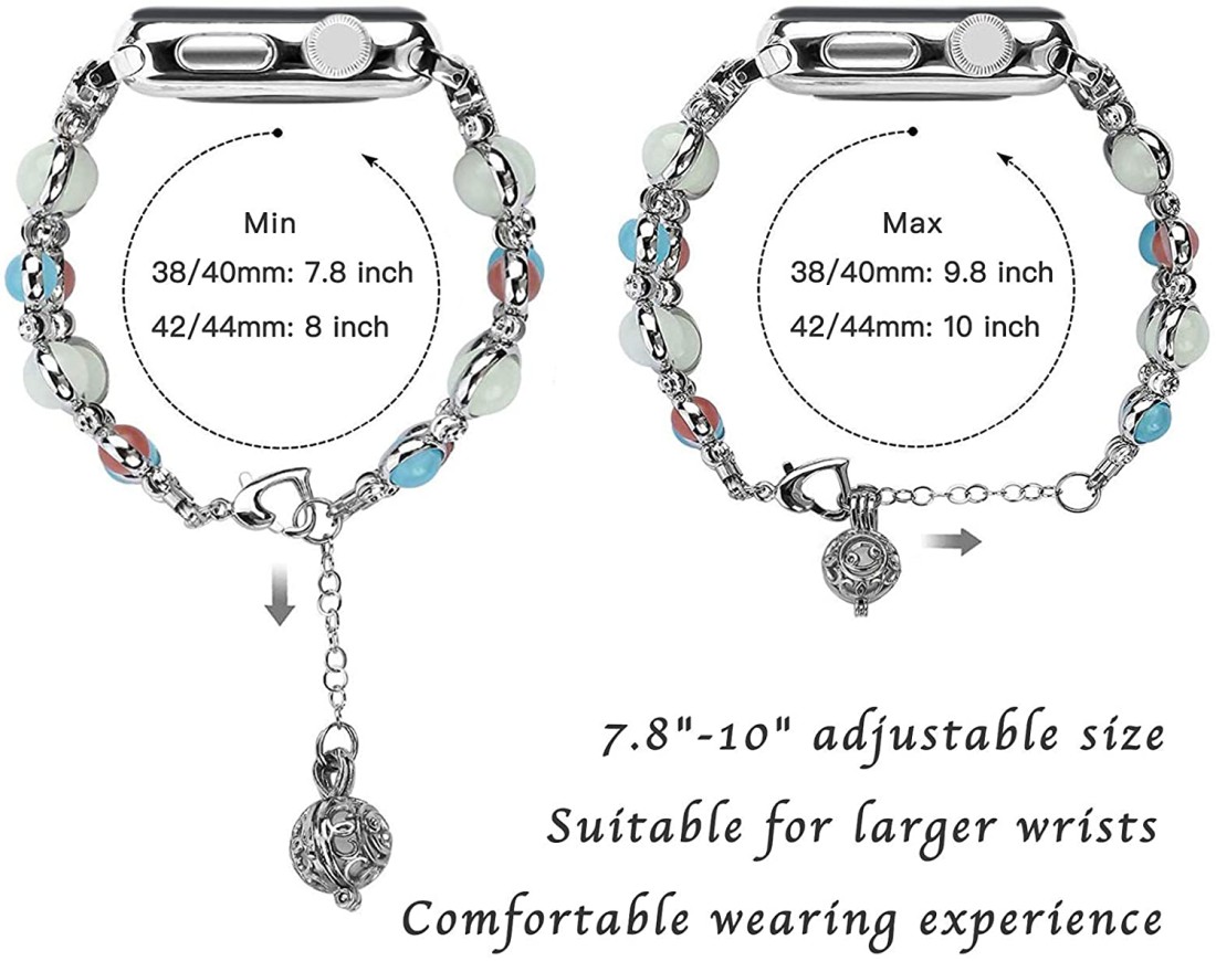 Aiwanto Apple Watch Band Women's Apple Watch Strap Bracelet Chain Strap Compatible with iWatch Series5 Series4 Series3 S2 S1 (Silver, 38mm/40mm)