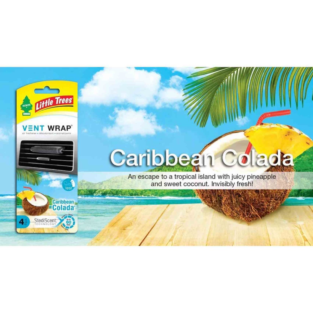 Little Trees Vent Wrap Air Freshener Caribbean Colada Black