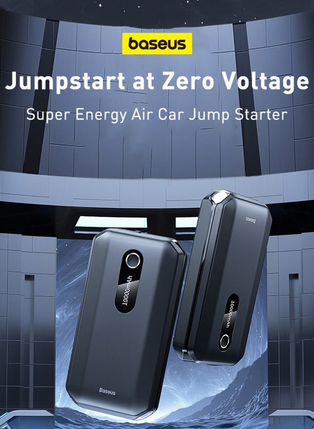 1000A UltraSafe Car Battery Jump Starter, 12V Battery Pack, Portable Charger with Jumper Cables for 4.0L Gasoline & 2.5L Diesel Engines, Built-in 10000mAh Power Bank, Compact & Reliable.