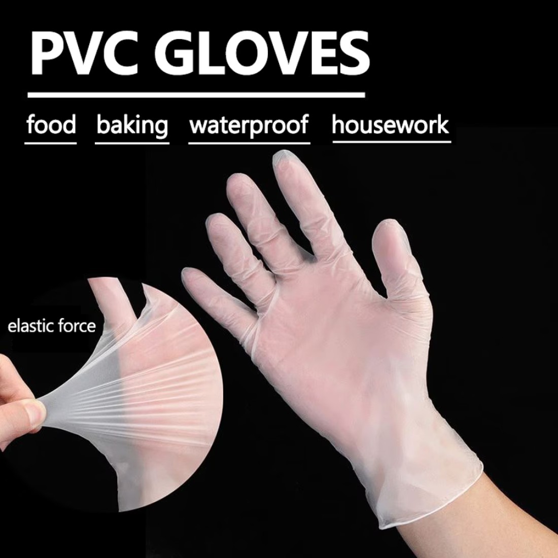 Generic-100PCS Disposable Gloves for Home Cleaning Food Cooking PVC Transparent Gloves Latex-Free Kitchen Restaurant Gloves