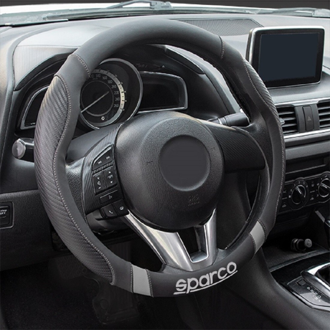 Sparco Steering Wheel Cover 38*8.2CM Grey Stripes