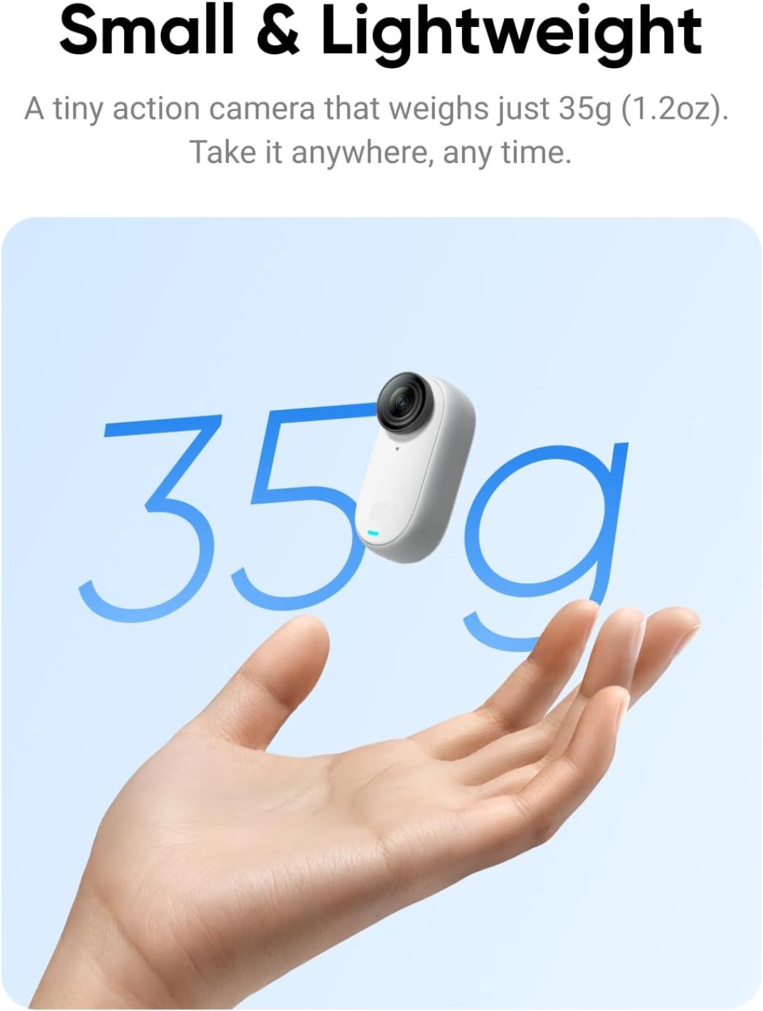 Insta360 GO 3 (64GB) – Small & Lightweight Action Camera, Portable And Versatile, Hands-Free POV, Mount Anywhere, Stabilization, Multifunctional Action Pod, Waterproof, For Travel, Sports, Vlog