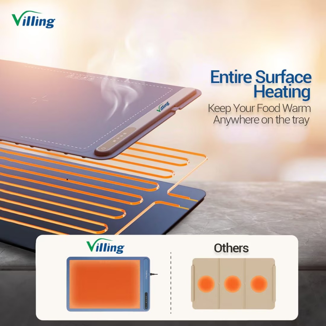 VILLING FOLDABLE FOOD WARMING TRAY - BLUE COLOUR