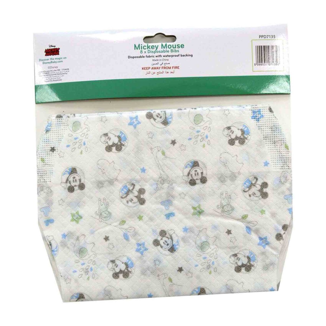 Disney Mickey Printed Disposable Baby Bib White 8 PCS
