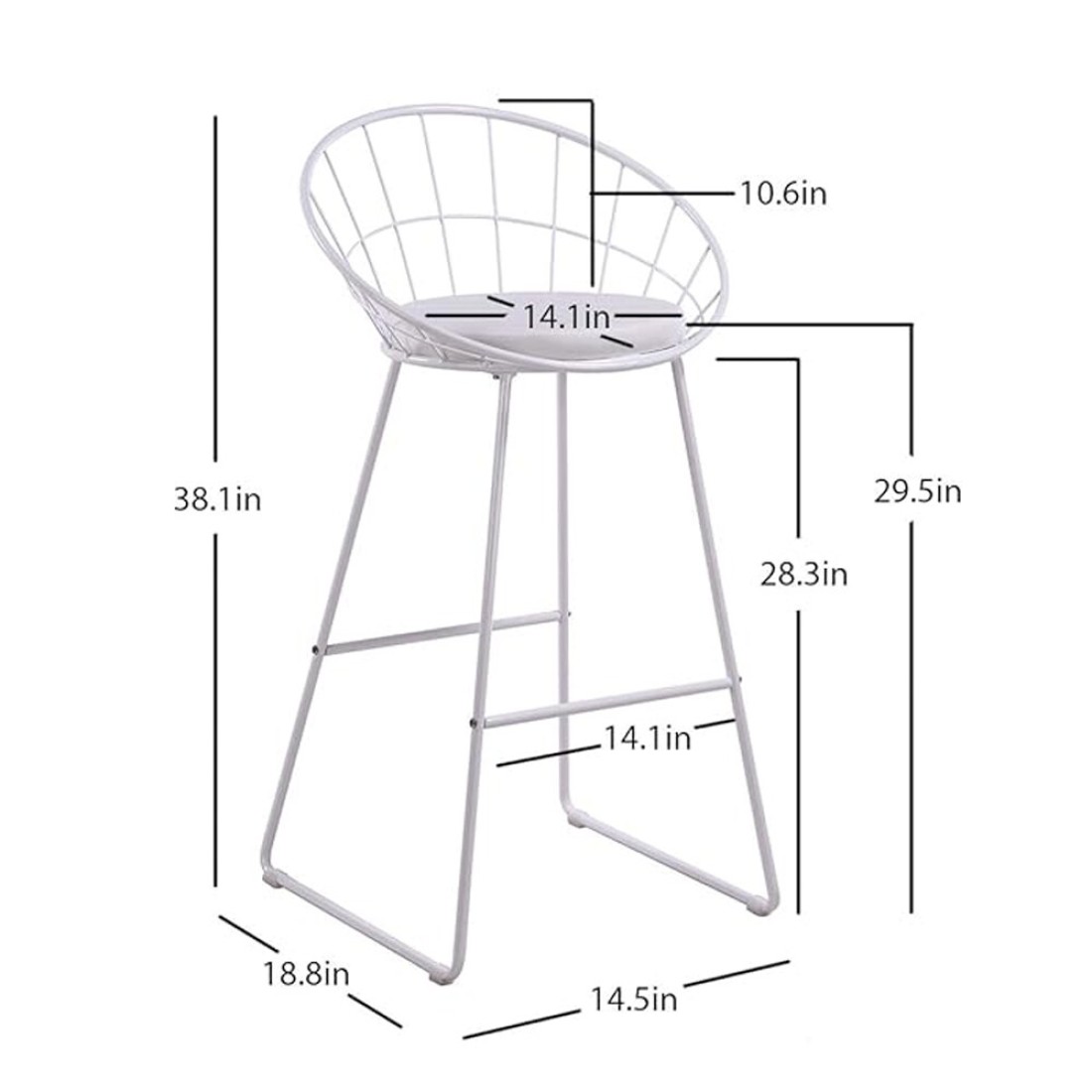 Jeffcoco Furniture Bar Stool, High Bar Chair White Steel Frame Leather Seat Chair For Kitchen Bar table Dining Chair (Two Piece)