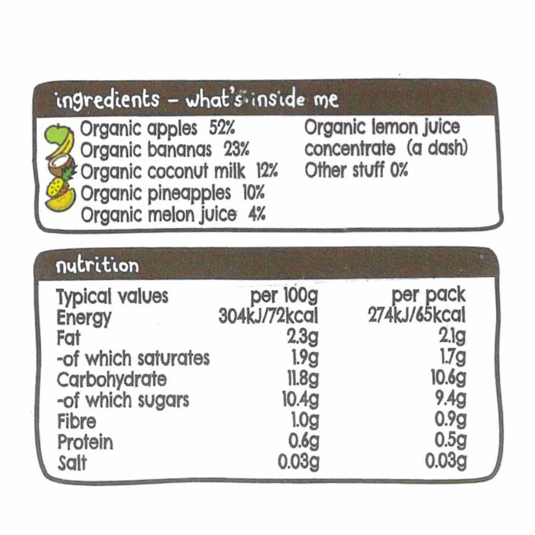 Ella&#39;s Kitchen The White One Gluten Free Dairy Free Organic Squished Smoothie Fruits Baby Food, 6 Months+, 90g Pack of 4