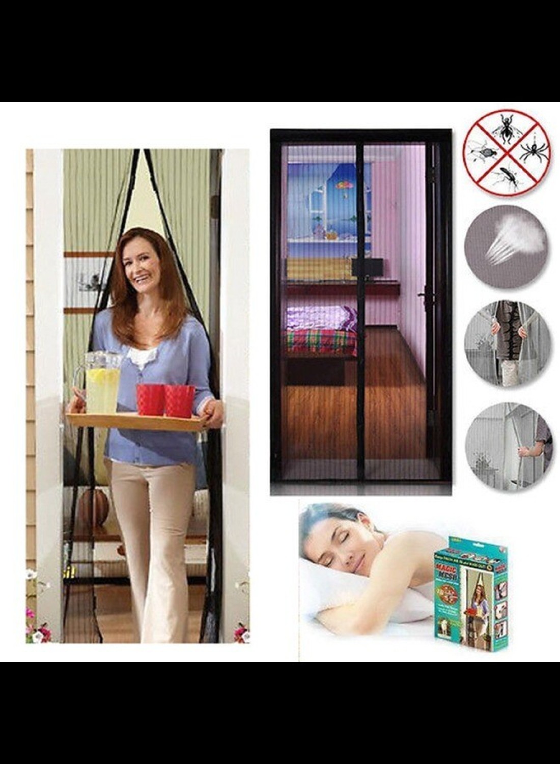 Radiotronics Magic Mesh ORIGINAL Magic Mesh Screen Net Door With Magnetic Fastening