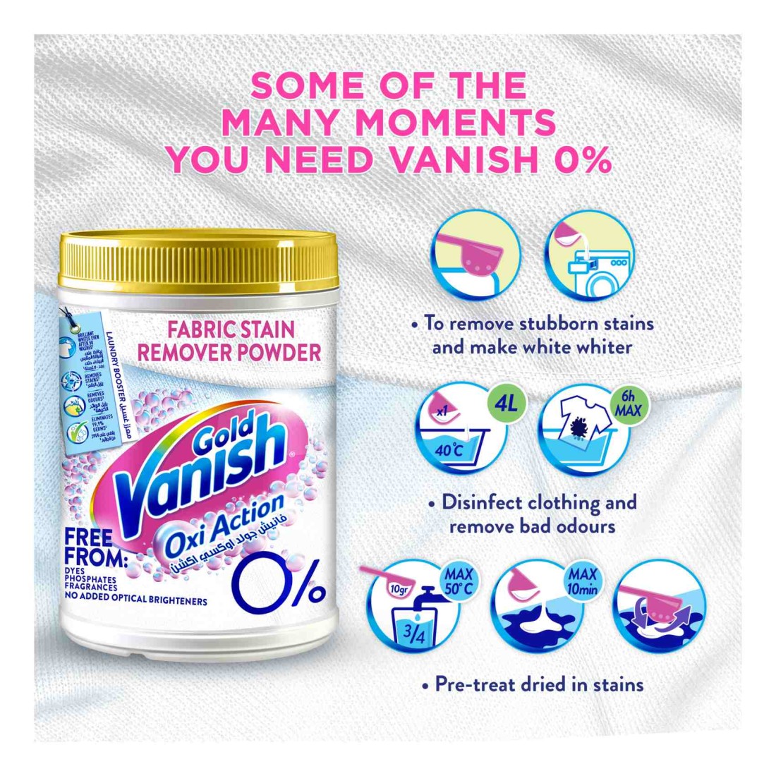 Vanish Gold Oxi Action Powder Fabric Stain Remover 900g