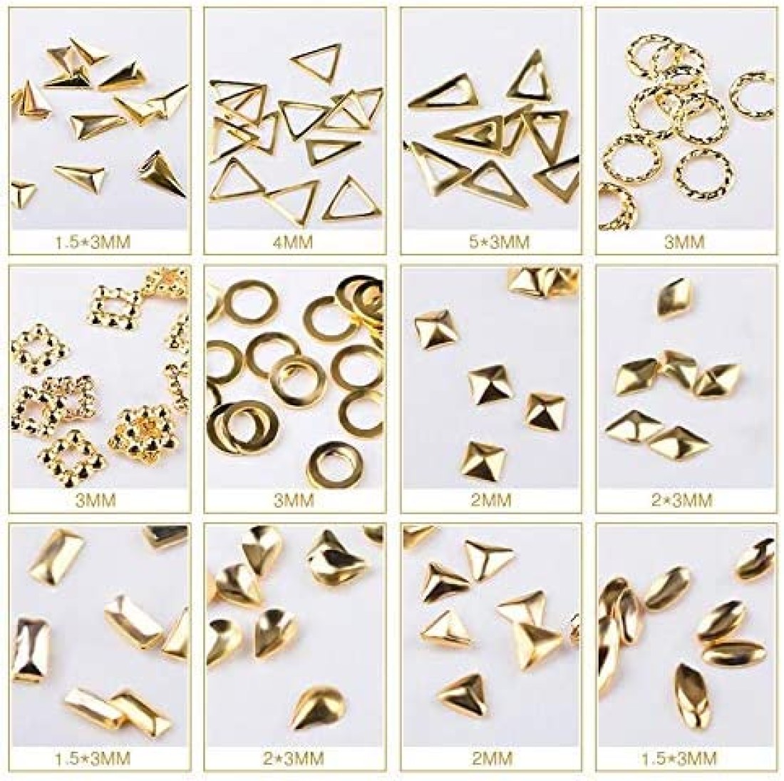 Aiwanto 3Packs 12 Designs Rhinestone Nail Metal Rivets 230 Nail Art Metal Rivets
