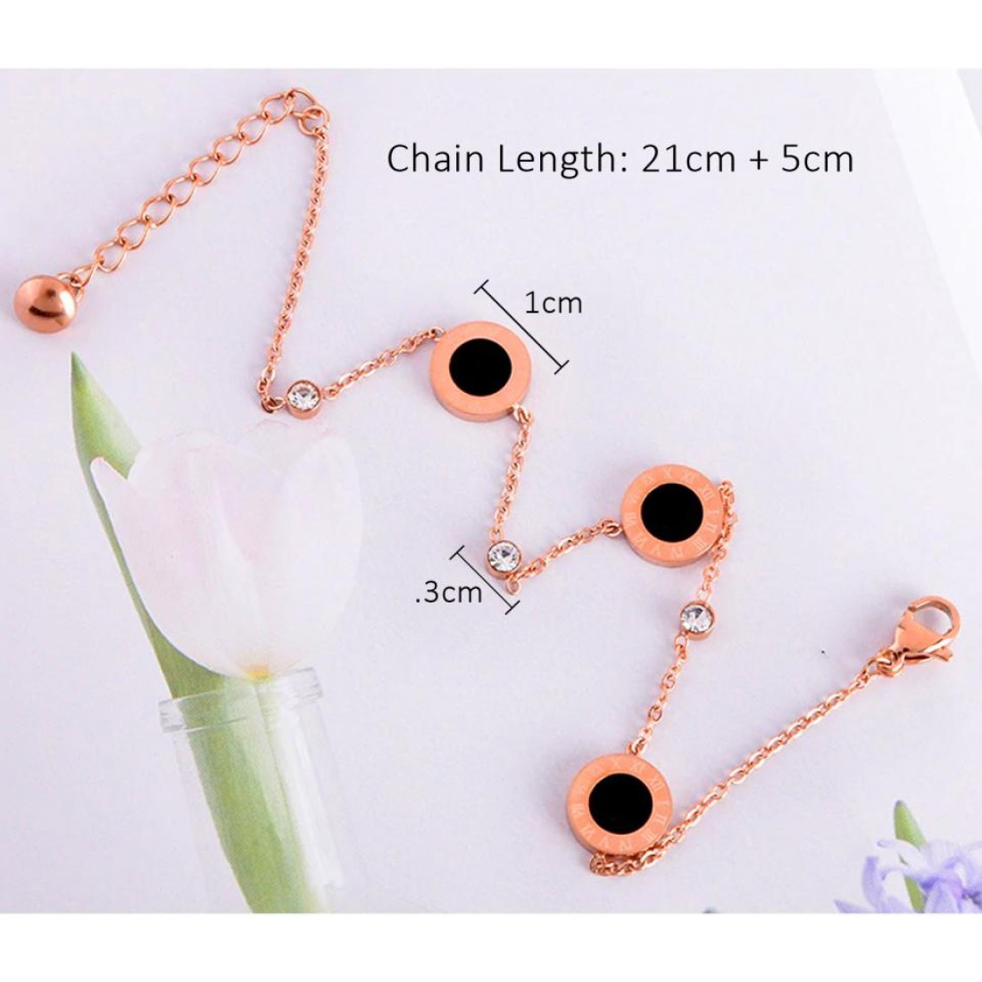 Aiwanto Beautiful Stone Ankle Chain Gift for Wife Anklet Fashion Jewelry Rose Gold
