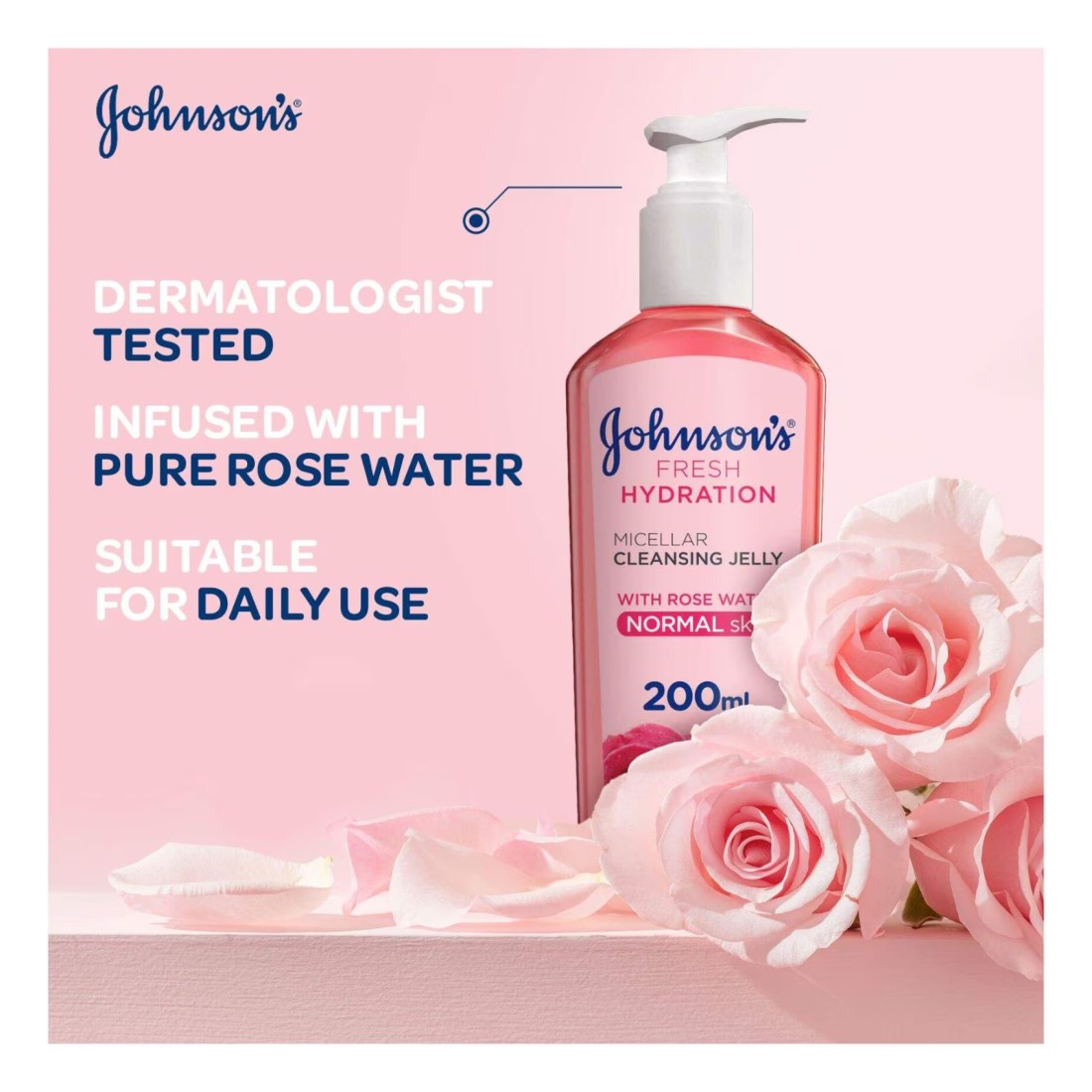 جونسون، منظف للوجه، Fresh Hydration، جيلي ميسيلار للتنظيف، للبشرة العادية، 200 مل