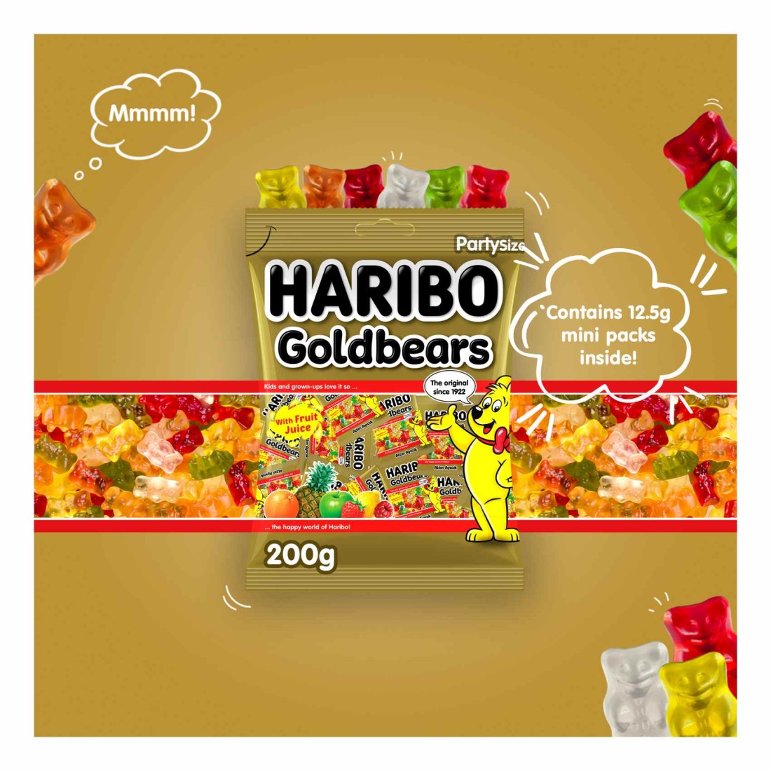 Haribo Mini Gold Bears Maxi Bag Candy, 200g