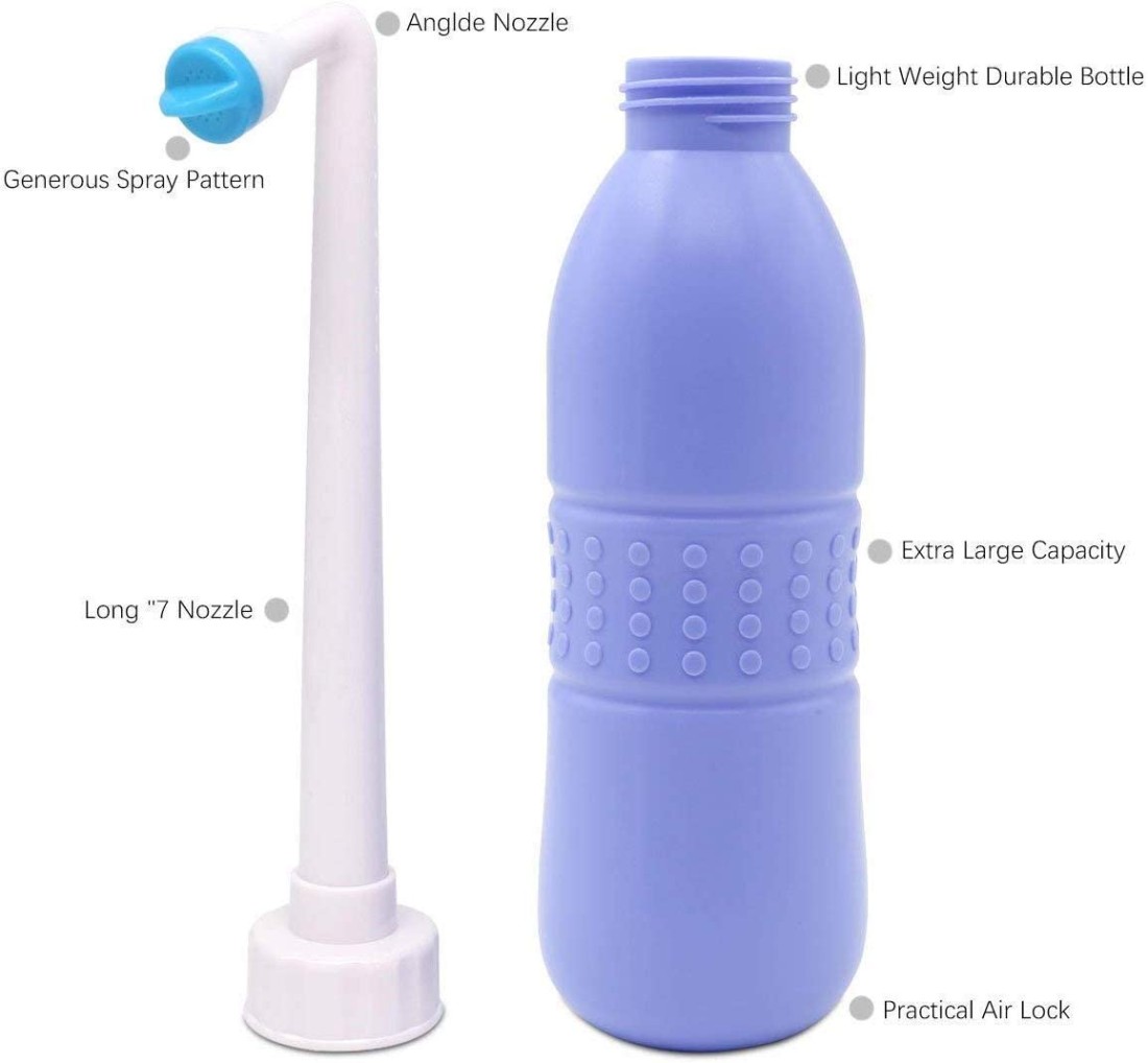 SHOWAY 650 ml Large Portable shattaf Bidet Bottle Handheld Travel Toilet shataf Hand Spray Seat Water-Blue
