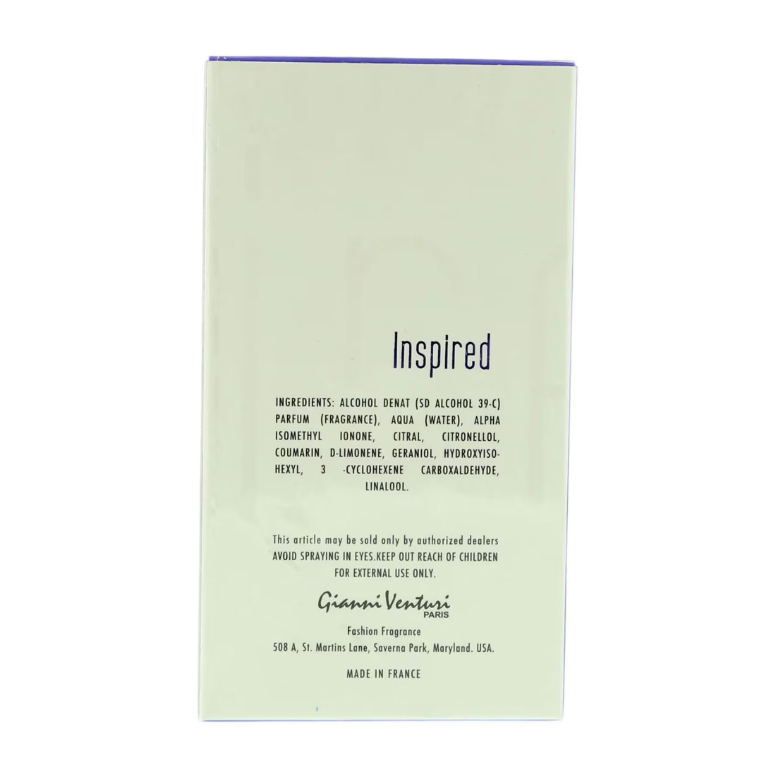 Gianni Venturi Inspired Eau De Toilette Clear 100ml