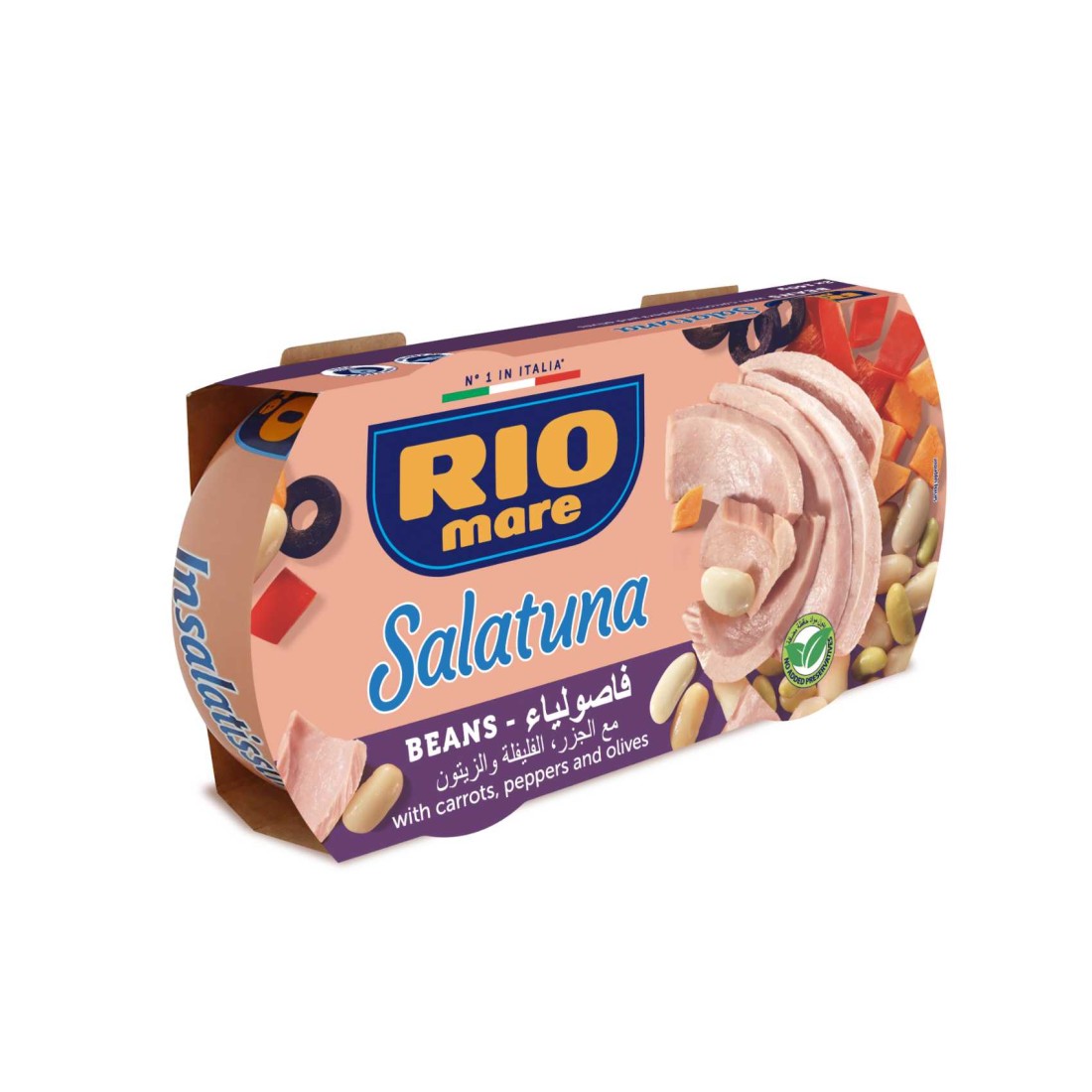 Rio Mare Salatuna Beans with Carrots Peppers and Olives, 160g Pack of 2