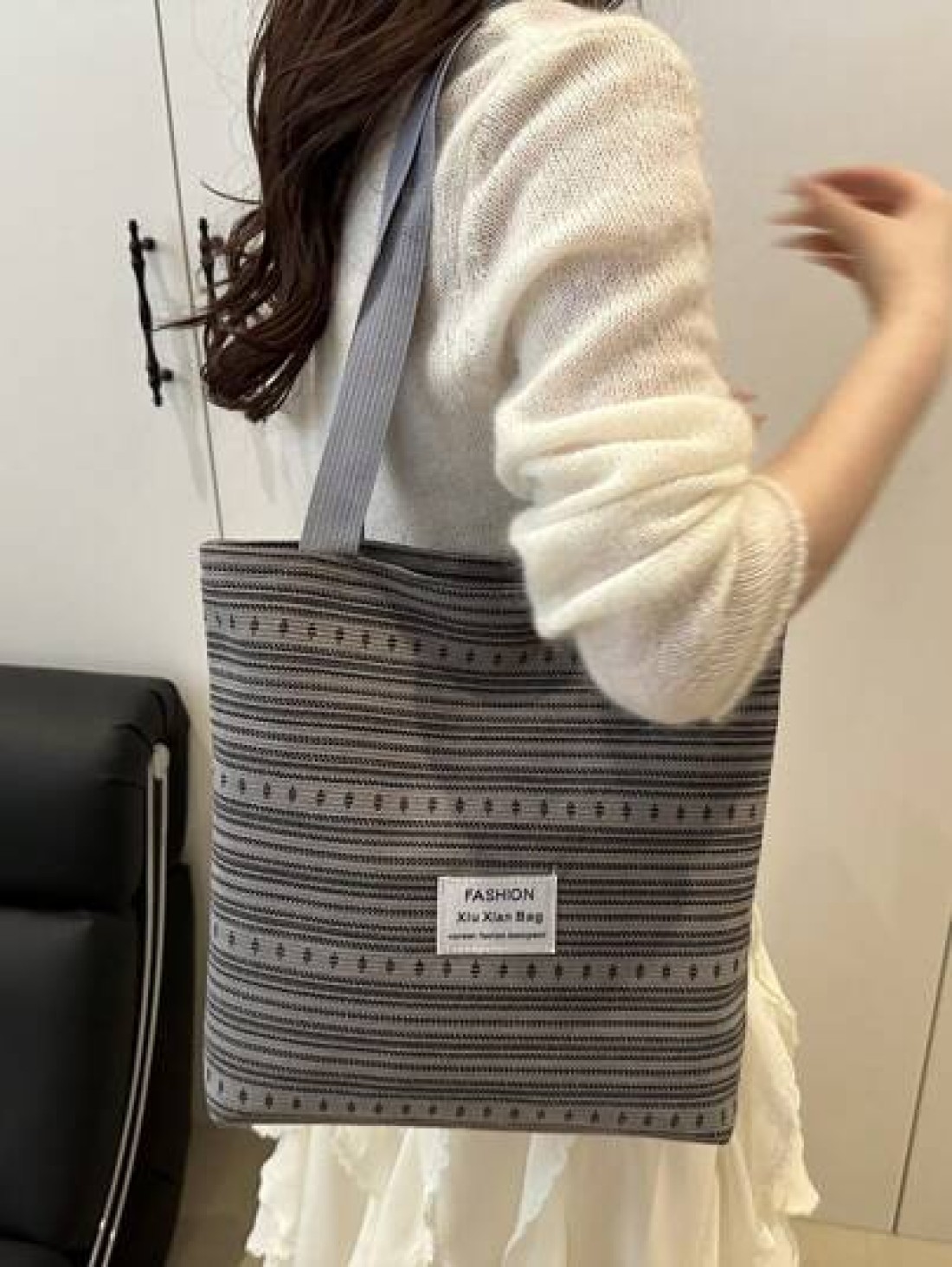 Korean Style Retro Casual Work Tote Bag For Women 2025 New Fashionable Canvas Satchel Shoulder Bag