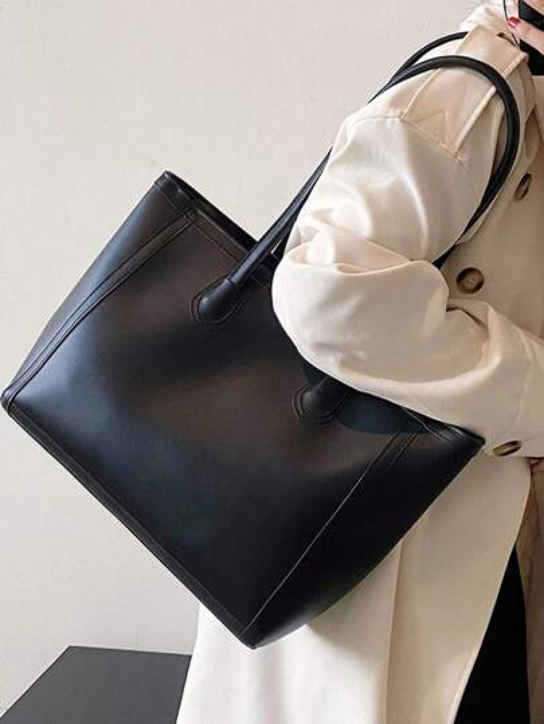Lightweight Business Casual Stitch Detail Shoulder Tote Bag For Women Rookies White Collar Workers For Teen Girls Women College Students Rookies White Collar Workers Perfect For Office College Work Bu