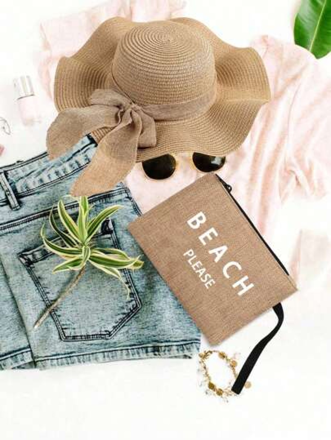 Beach Letter Theme Yellow Flax Brown Handbag Plus A Small Bag With A Hand Rope And A Bow Hat Bridesmaid Personalized Wedding Gift Bag Travel Storage Bag Cosmetic Storage Bag Coin Purse Direct Storage