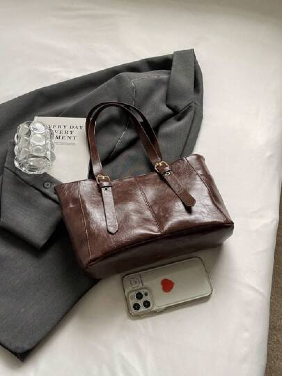 Minimal Style Large Capacity Underarm Tote Bag For Commuting