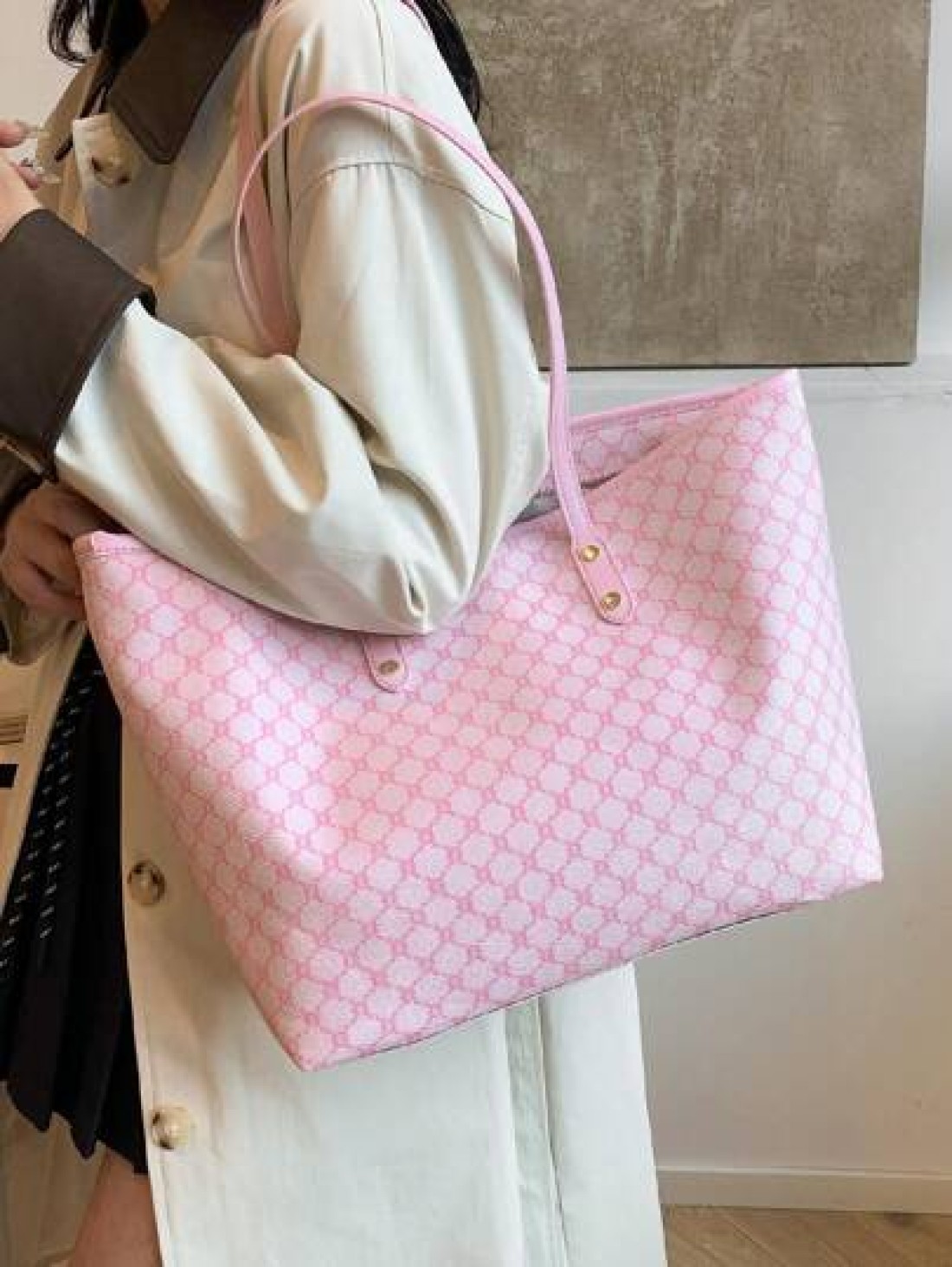 Fashion Versatile Minimalist Geometric Print Luxurious Tote Bag