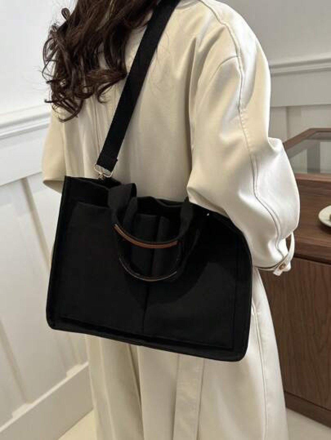 1 Stylish High Capacity Portable Shoulder Bag Simple Canvas Multi Pocket Diagonal Backpack Suitable For School Travel Tote Bag Tote Bags For School Tote Bags For Students Multiple Compartments Perfect