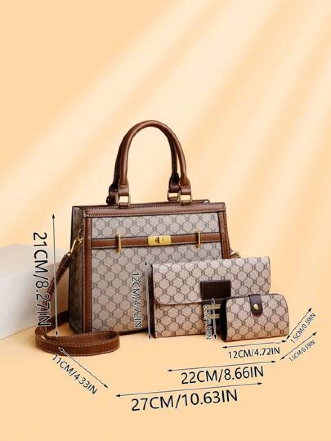 3pcs Set Fashion Floral Print Large Capacity Tote Bag