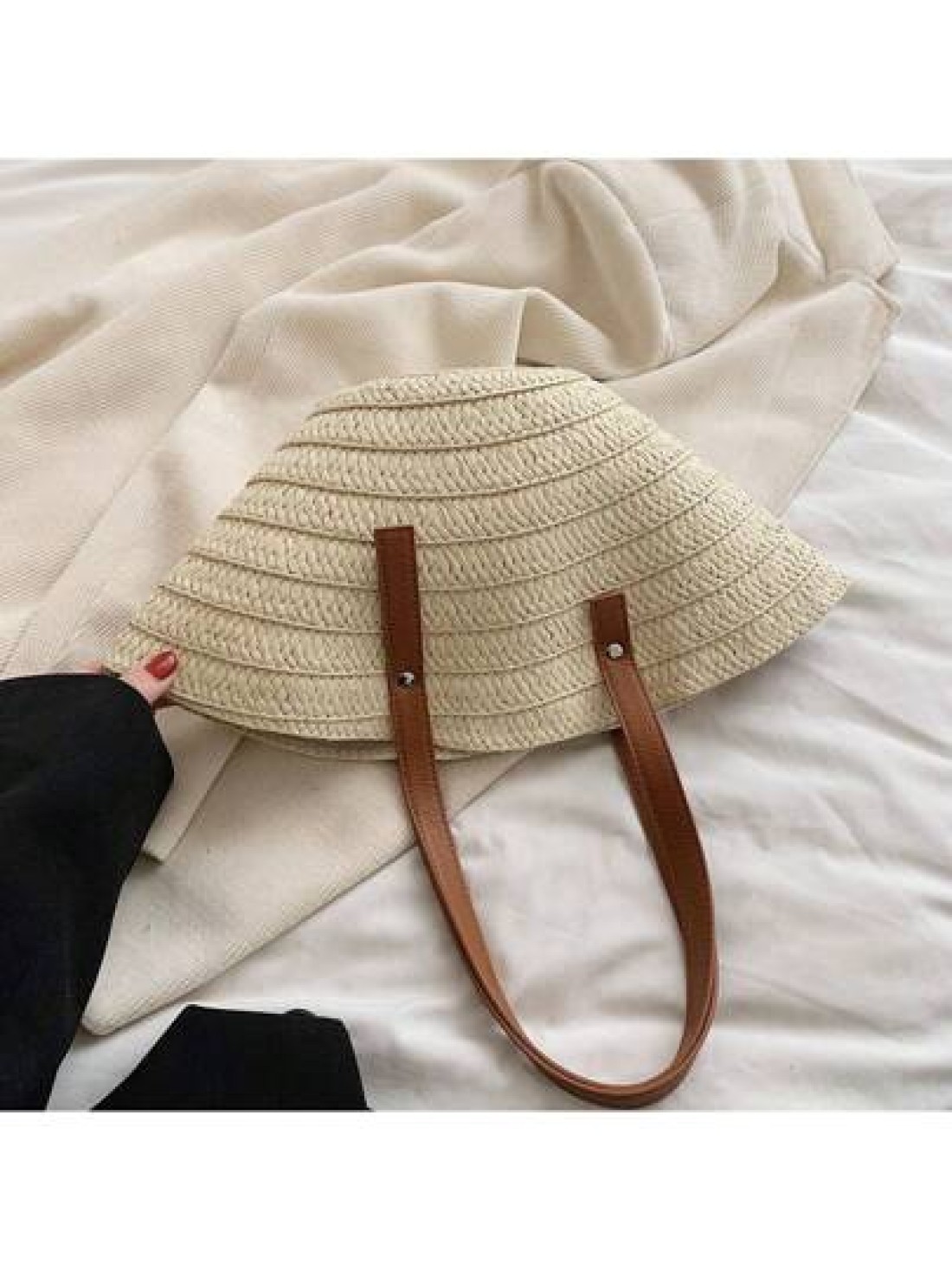 Versatile And Simple Tote Handbag For Women Shoulder Bag For Shopping Vacation Straw Beach Bag For Travel