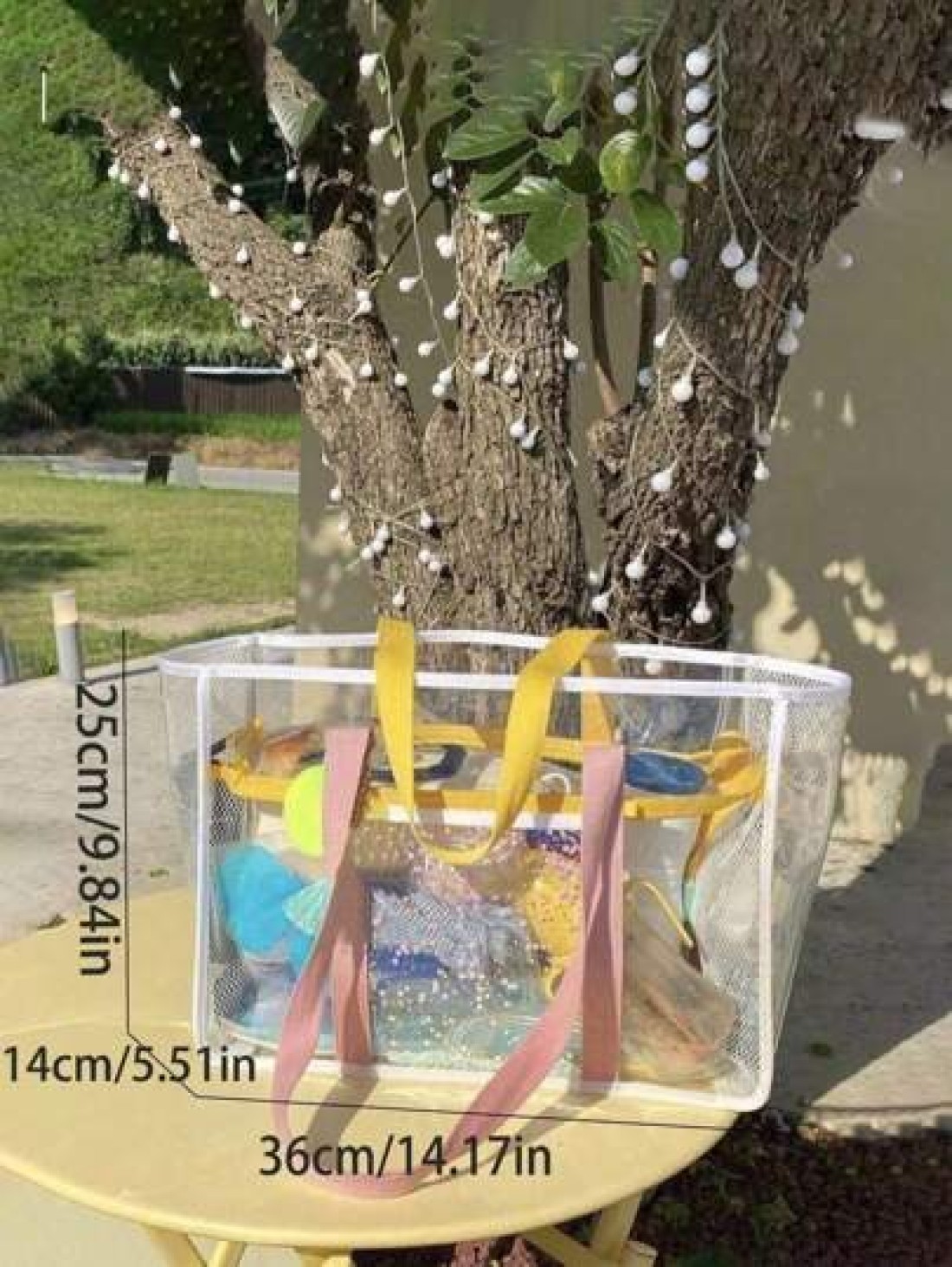 1 2pcs Clear Mesh Large Capacity Tote Bag Beach Bag PVC Waterproof Sandproof Storage Bag Mesh Beach Bag Large Beach Tote Bag Summer Beach Toy Storage Bag Bathroom Bag Foldable Shoulder Handbag Beach S