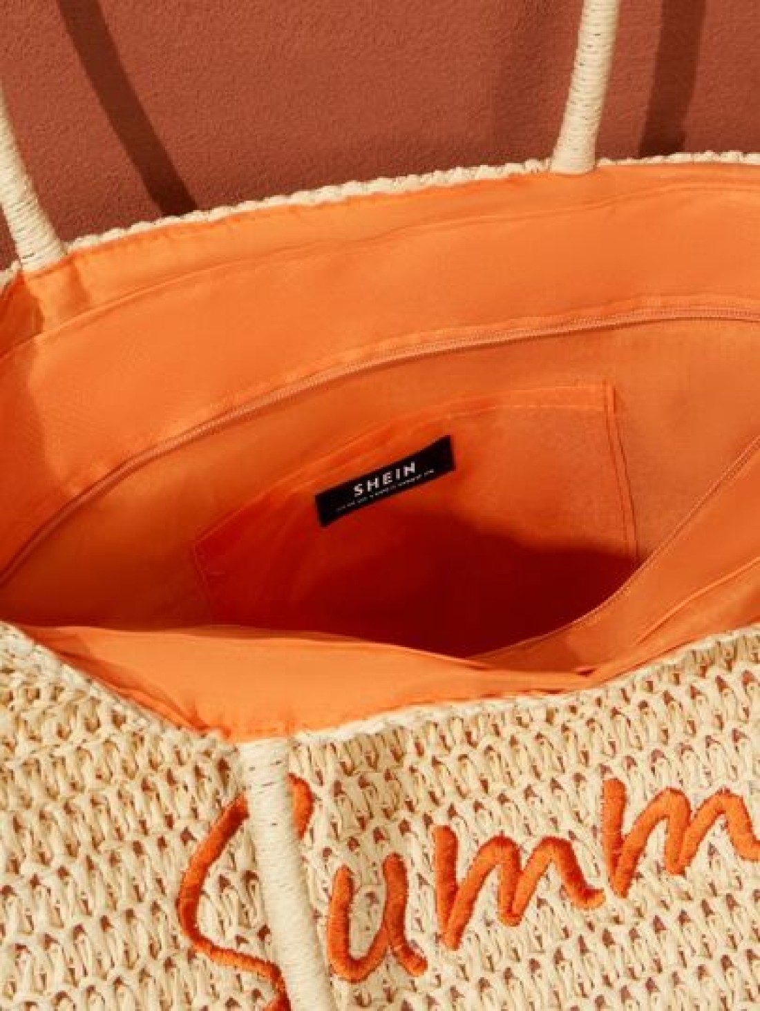 SHEIN VCAY Large Capacity Letter Graphic Straw Bag Woven Bag Perfect For Summer Beach Travel Vacation For Outdoor Holiday Picnic Summer Essentials Perfect For Vacation HolidaySchool Bag School Handbag