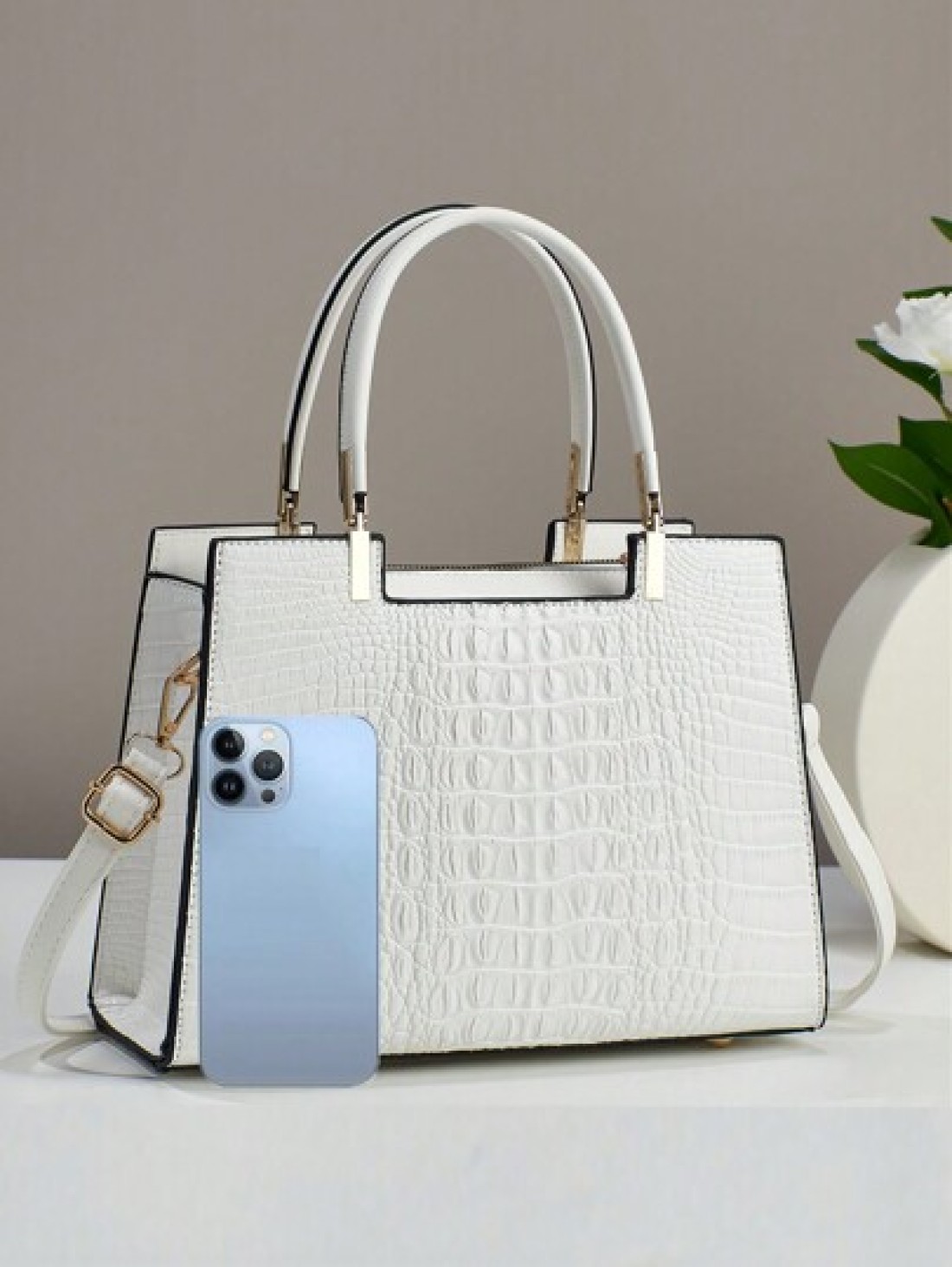New Crocodile Print Fashionable Elegant Ladies Tote Bag With Casual Style Large Capacity And Detachable Shoulder Strap Best Mothers Day Gift Ideas Mother Day Gifts Mom Gifts Mommy s Essentials Mommy B