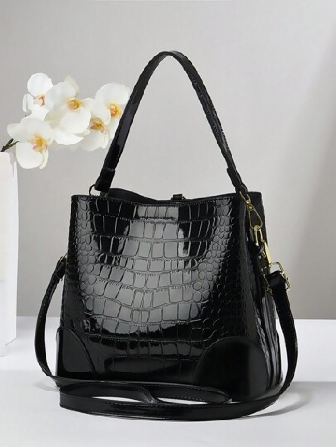 Bucket Bag With High End Embossed Design Large Capacity Women Handbag With Three Layer Pockets Simple Crossbody Bag Stylish Versatile Mini Bag Business Casual Women Bag Perfect For Office Business And