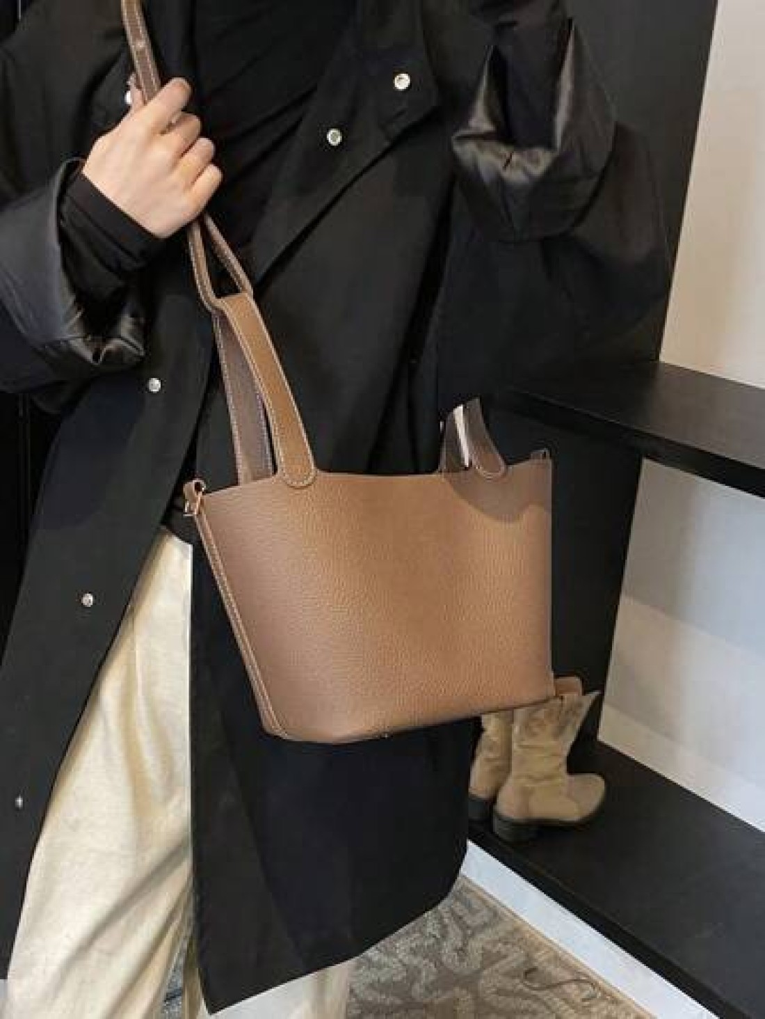 1 Piece Women s New Retro Casual Versatile Solid Color Bucket Handbag Model In Autumn And Winter Suitable For Commuting Daily Dating And Work Women s Fashionable Handbag Can Be Cross Body