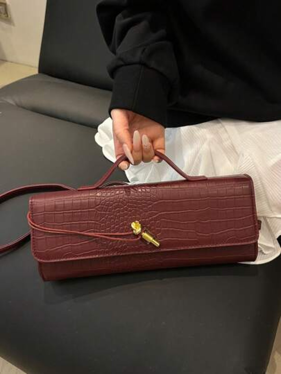 1 Pc Fashion Classic Versatile Daily Commuting Style Solid Color Crocodile Pattern PU Leather Long Strip Flip Style Women s Handbag Suitable For Daily Commuting Daily Clothing Matching And Giving Gift