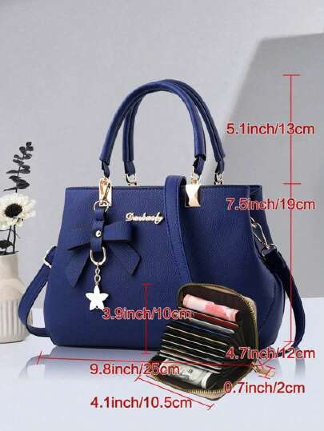 2pcs 1pc Women Solid Color Handbag Wallet Set With PU Leather Bow Pendant Zipper Closure Great Mother s Day Valentine s Day Gift Elegant Women Tote Bag Shoulder Bag Cross Body Bag Large Capacity Purse