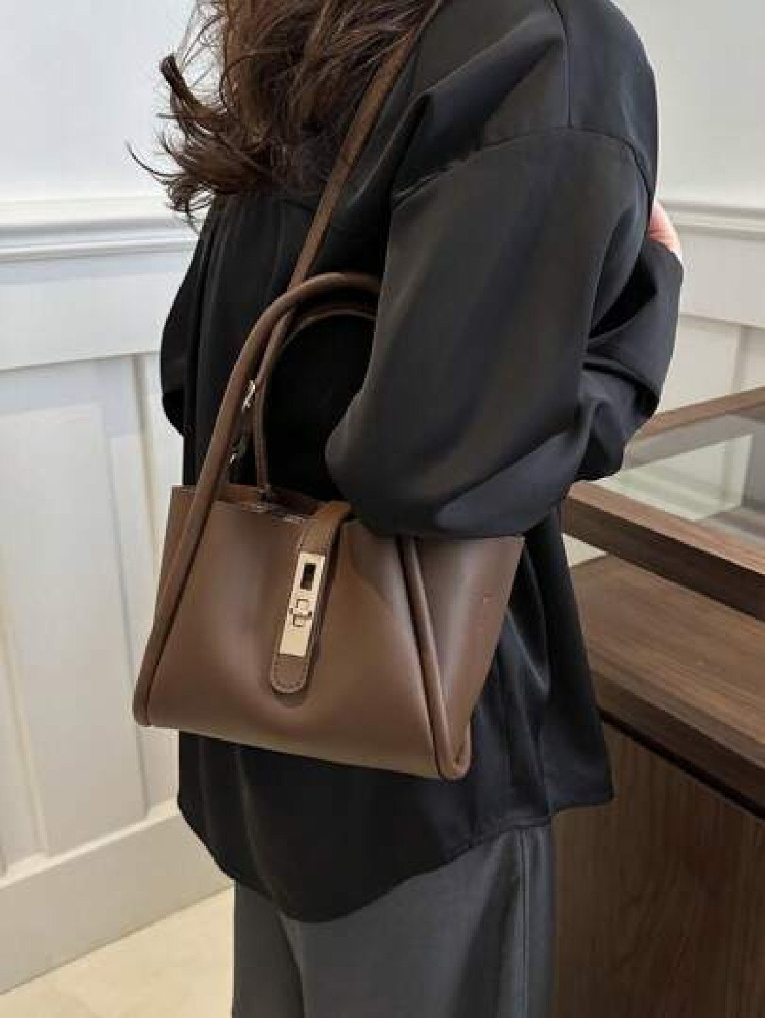 Women s New Solid Color PU Fashion Mother Handbag Versatile Cross Body Bag With Small Coin Purse