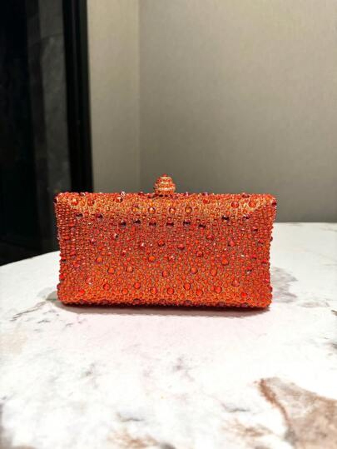 One Orange Sparkling Double Sided Hot Drill Rhinestone Decoration Clutch Metal Crossbody Chain Fashionable Elegant Classic Evening Bag Suitable For Formal Dinners Parties Weddings Banquets Festivals A