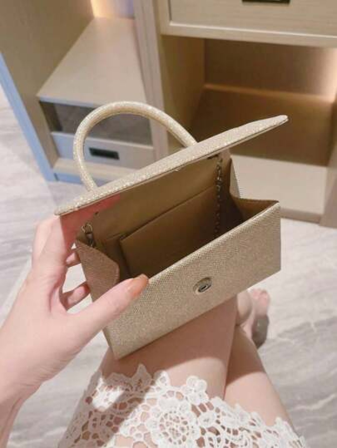 Gold Shiny Party Handbag Evening Clutch Bag Bridal Wedding Purse For Ball Cocktail Party